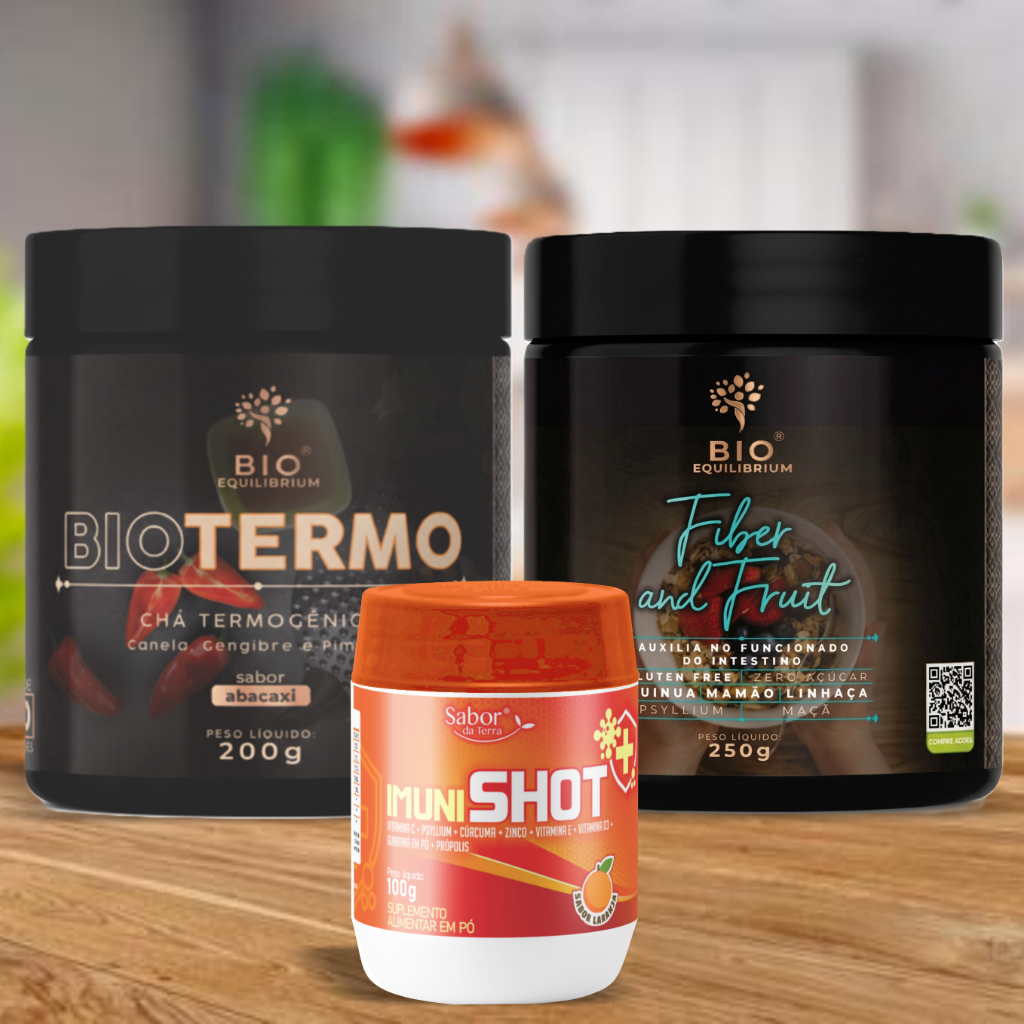 Combo Termogênico Natural + Suplemento para Imunidade + Fibras Funcionais | BioTermo + ImuniShot + Fiber and Fruits