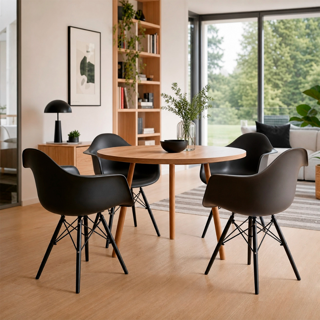Conjunto 4 Cadeiras Charles Eames ARM com Braço e Pés em Polipropileno Sala e Escritório - Seat&co