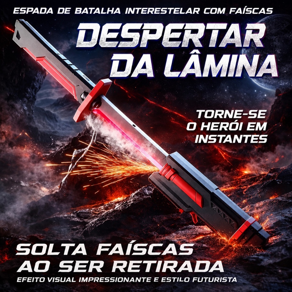 Espada Katana Samurai Grande 80Cm Com Led RGB Faisca e Fumaça Sabre de Luz Iluminado