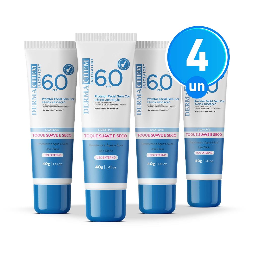 Kit 4 Protetor Solar Rosto FPS60 40g Dermachem