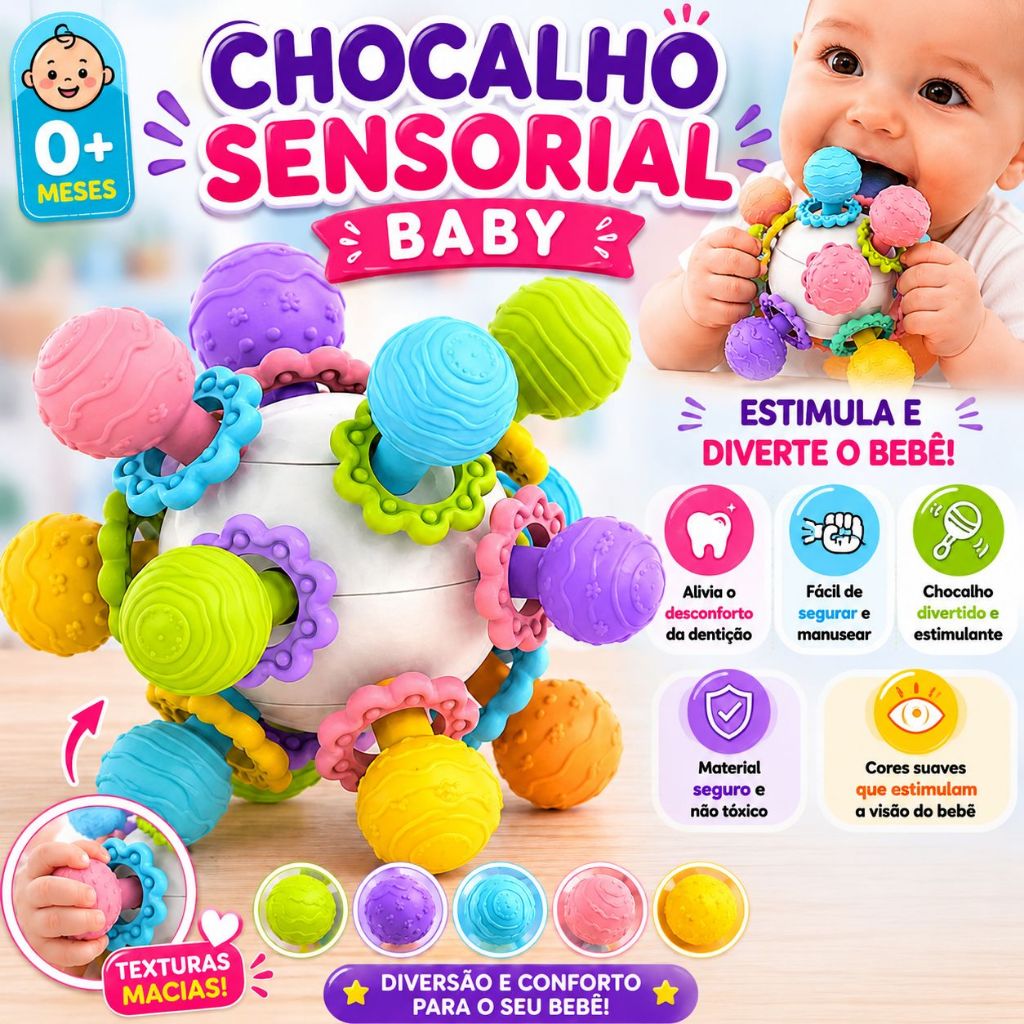 Mordedor Chocalho Massageador Terapêutico Em Silicone, Bebê Infantil Colorido Brinquedo Dentição
