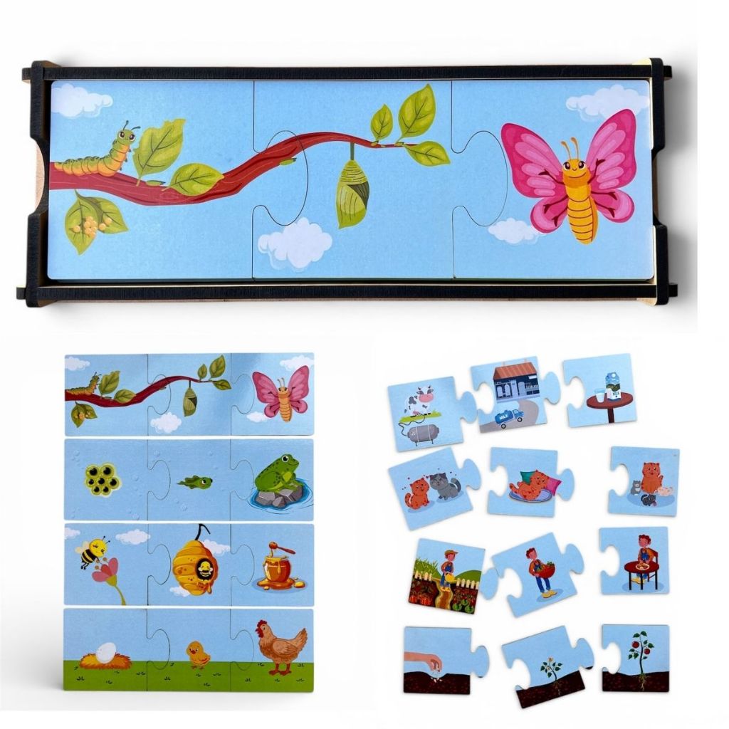 Brinquedo Sequência Lógica Quebra-cabeça Infantil Madeira Didático
