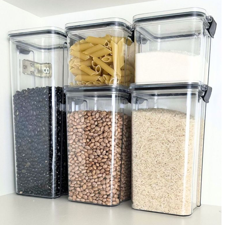 Monte Seu Kit Conjunto De  Potes Herméticos em Acrílico Cristal com Trava  Empilhável
