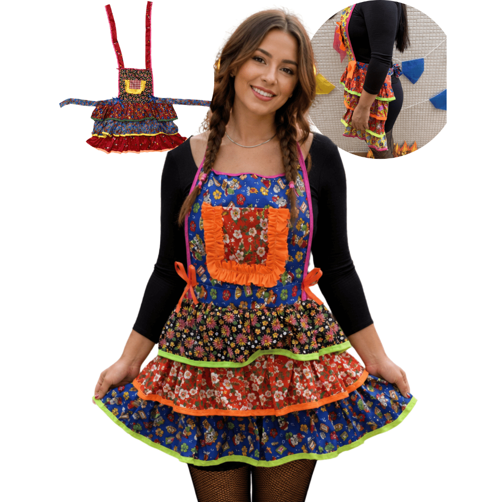 Avental Festa Junina Feminino Caipira Adulto Infantil Arraiá Fantasia Julina