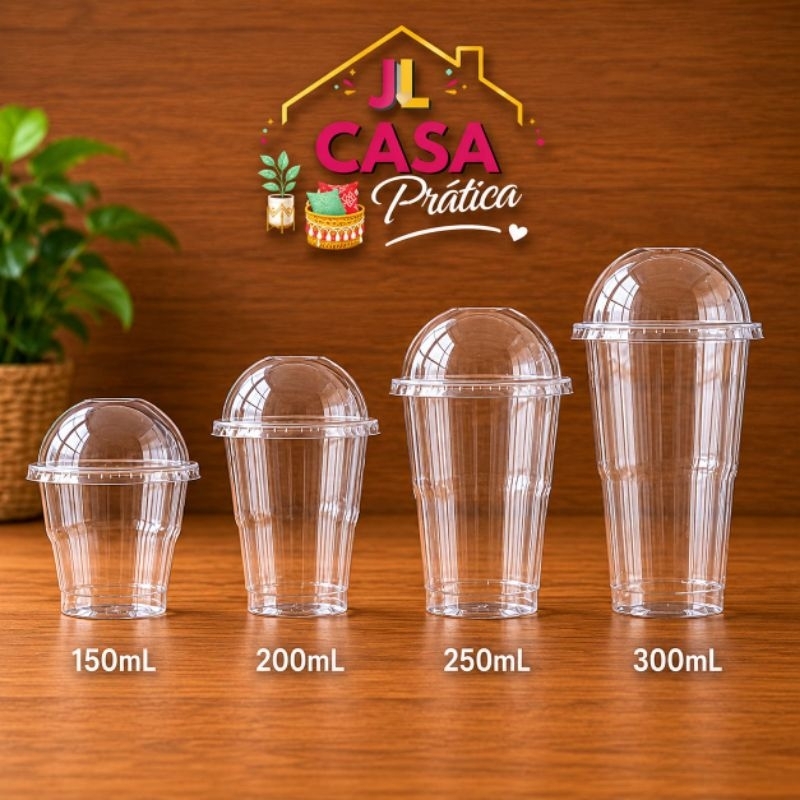 Kit 10/20/40/60Uni Copo com Tampa Bolha Sem Furo 150mL 200mL 250mL 300mL Copo Felicidade Plástico
