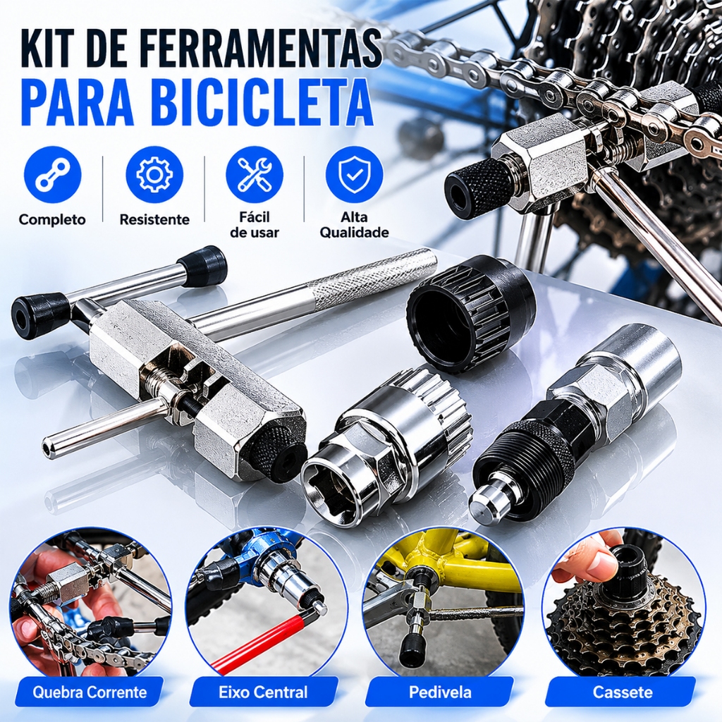 Kit De Chave Para Bike Extrator De Corrente Pedivela Movimento Central Para Consertos Reparos