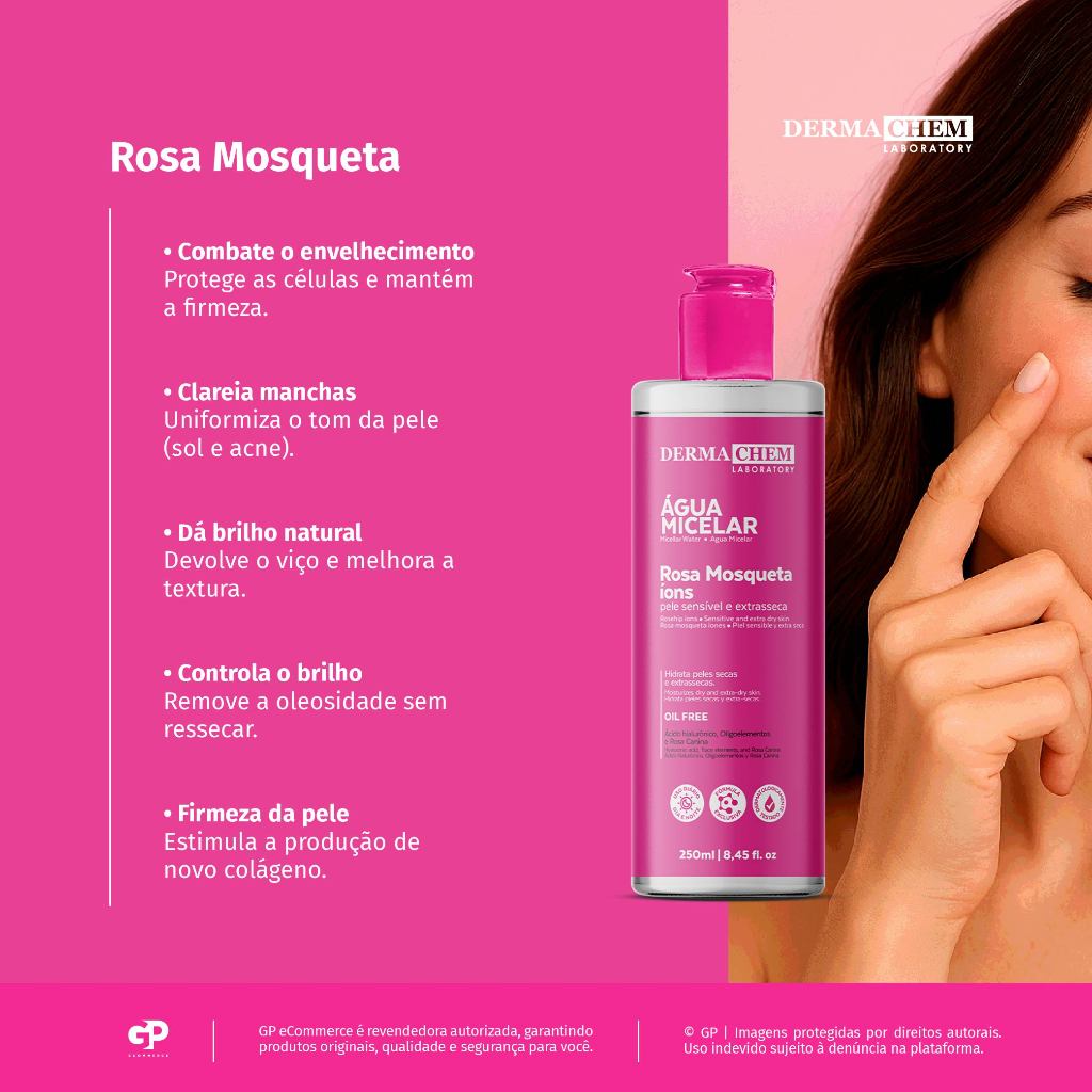 Kit 2 Água Micelar Rosa Mosqueta 250ml Dermachem · foto 2