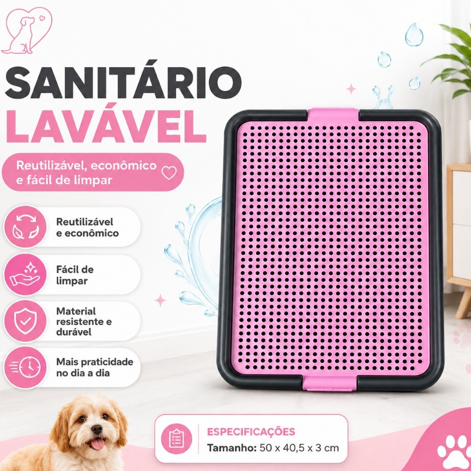Sanitário Pet Para Cachorro Tapete Higiênico Reutilizável