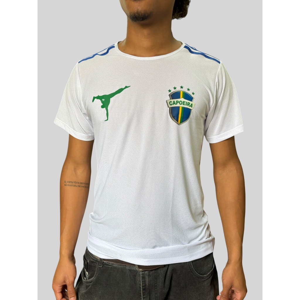 Marimbondo Sinhá Camiseta do Brasil Copa do Mundo Branca Eu sou 10 na Capoeira
