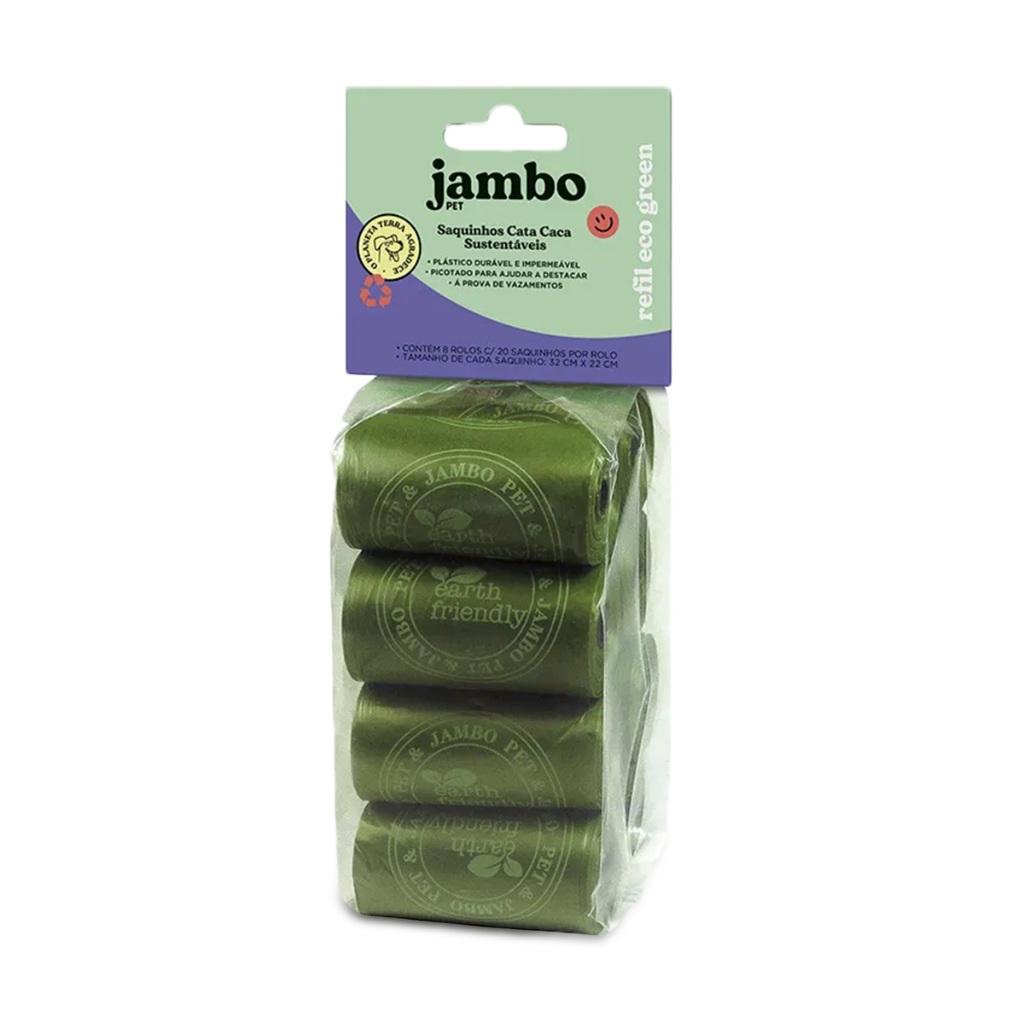 Refil Saquinho Cata Caca Biodegradável Saco Coletor Fezes Pet Cachorro Jambo Sustentável Eco Passeio
