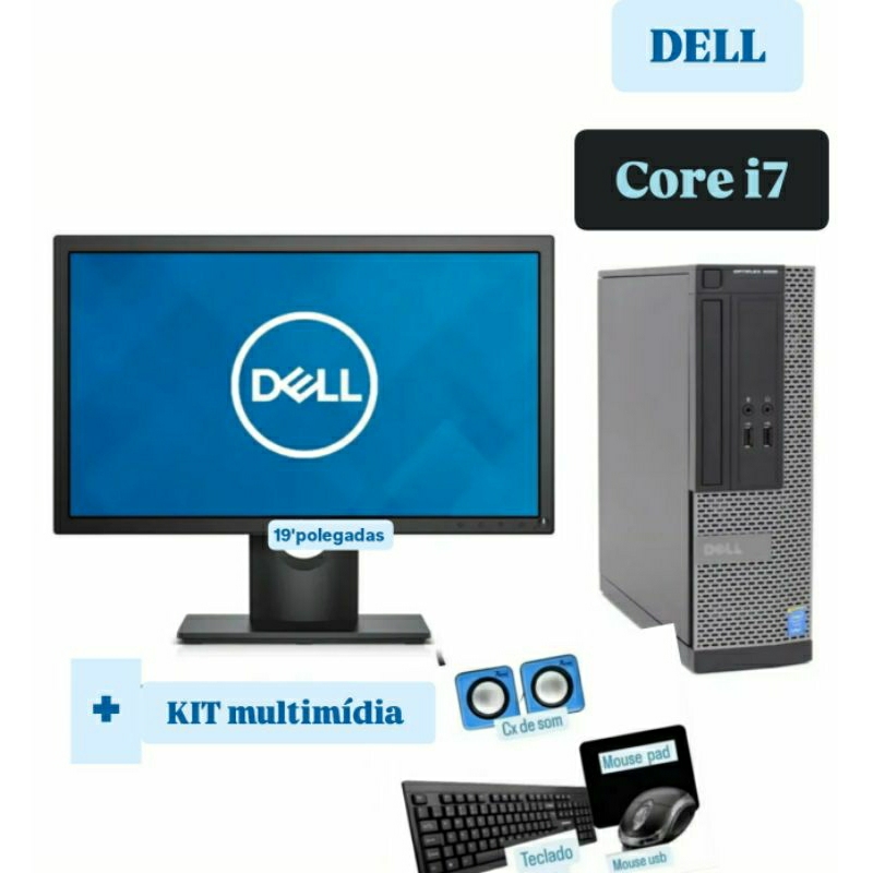 computador Dell Core-i7 HD500GB/1TB RAM 08GB/16GB monitor 19 `kit home oficce *ENVIO IMEDIATO