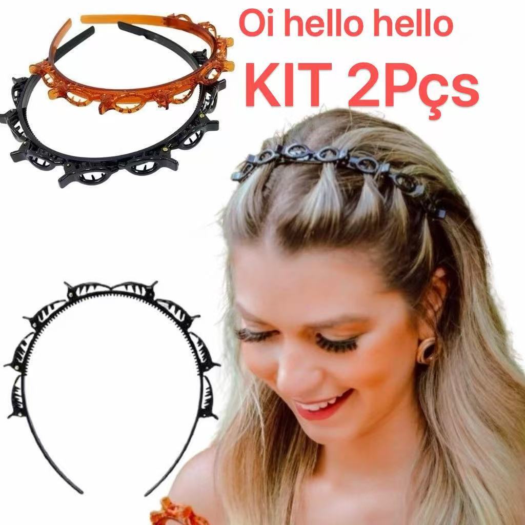 Promoção kit 2 Tiara com presilhas penteado hair twister cabelo moda head para mulheres Tiara com Presilha penteado