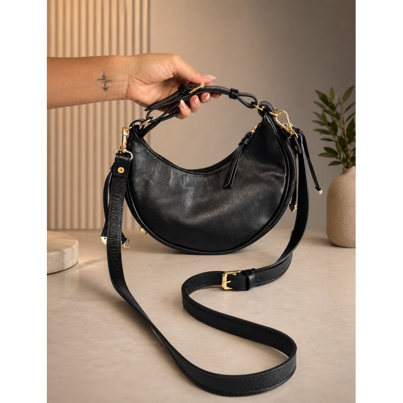 Bolsa Luna Noir em Couro Legítimo ✨