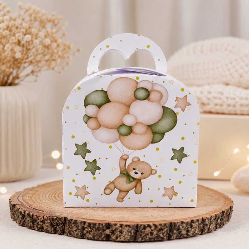 🧸 Caixinha Surpresa Ursinho Balões – Chá Revelação, Chá de Fralda e Aniversário 🎈