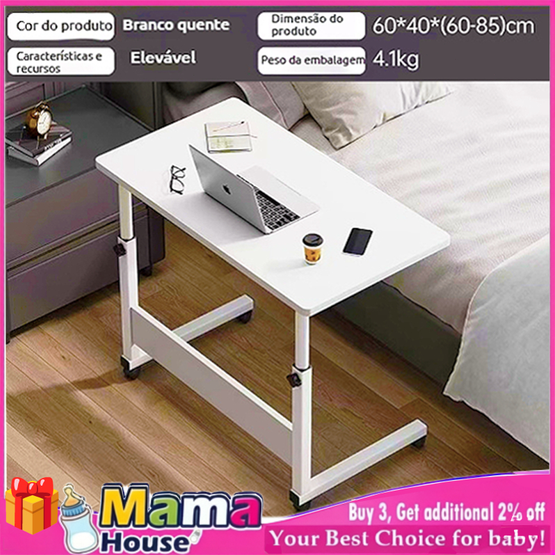 Mesa ajustável para computador com uma prateleira Mesa Escrivaninha Notebook Ajustavel Rodinha 60cm