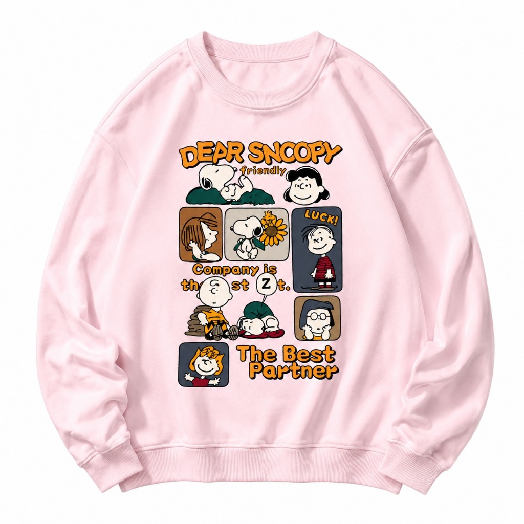 Moletom Feminino Juvenil Gola Careca blusa em algodão Snoopy Vintage Classic Retrô desenho