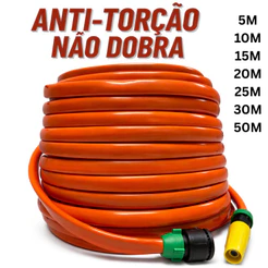 Mangueira de Jardim Chata Anti-Torção Não Torce Siliconada Esguicho Regulável e Conector Torneira