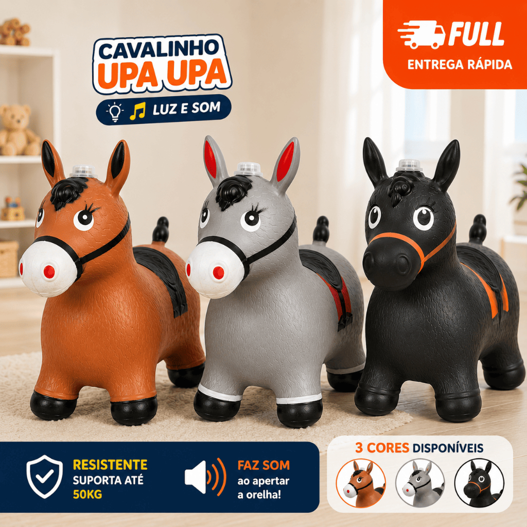 Cavalinho Upa Upa Grande Pula Pula Pocotó borracha Brinquedo com Luz e Som Menino e Menina Divertido