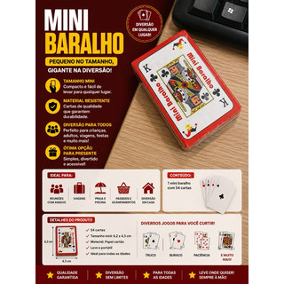 Mini Baralho Portátil 54 Cartas Jogo Compacto Viagem