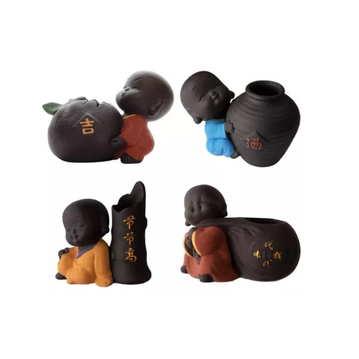 Vaso Monge Buda da Fortuna Baby Decorativo De Cerâmica Para Planta Jardim