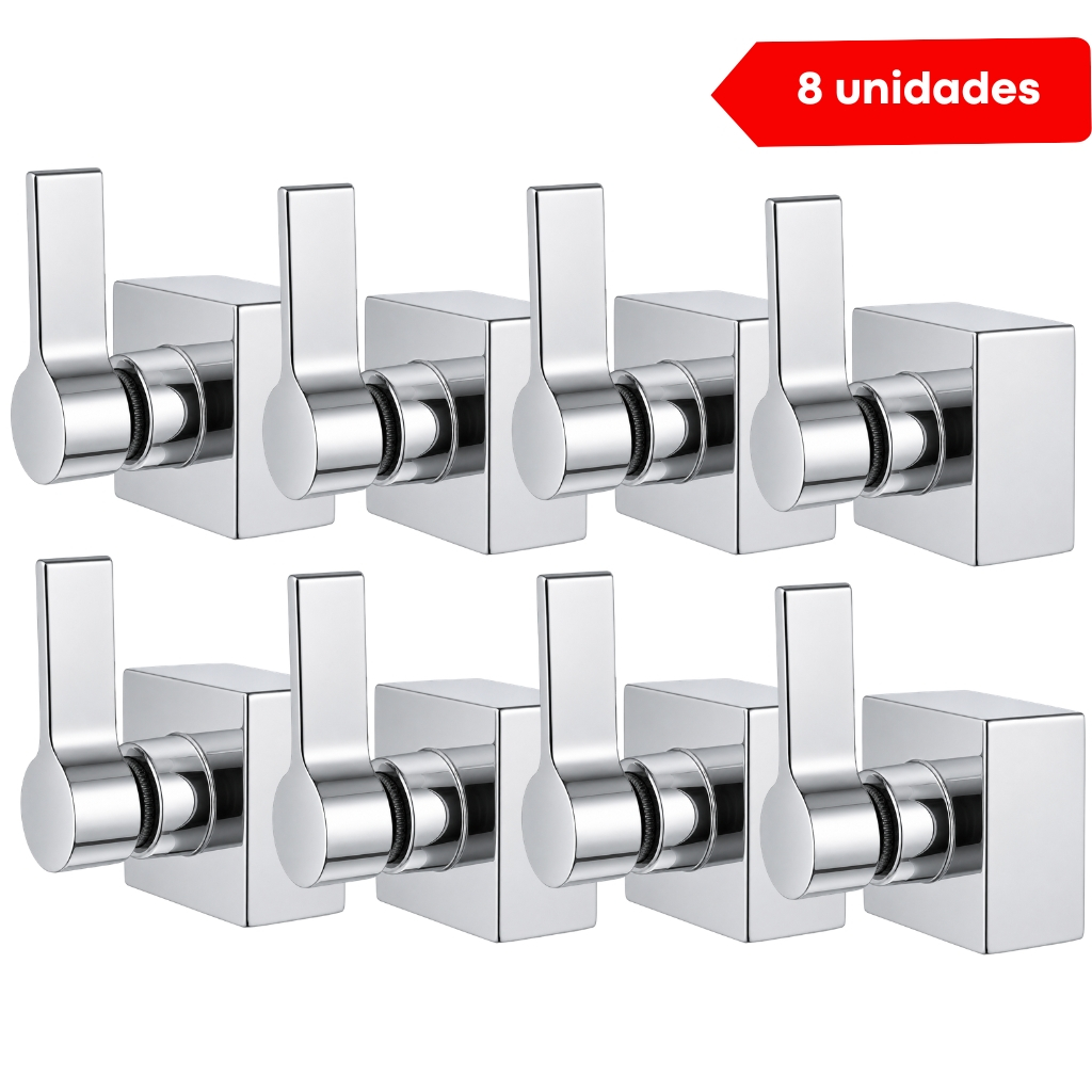Kit 8 Acabamento Registro Pressão Chuveiro Banheiro 1/4v Cromado 100% Metal Padrão DECA 1/2 e 3/4