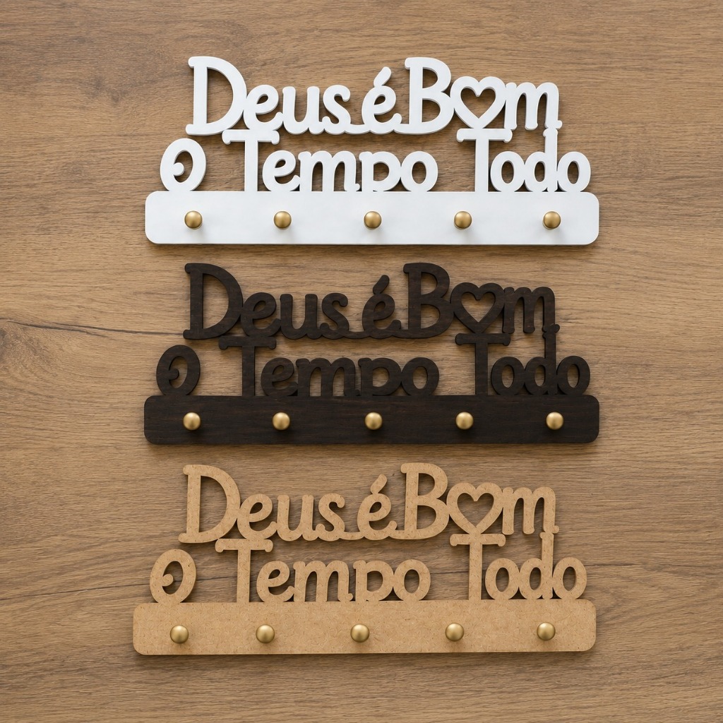 Porta Chaves Deus é Bom o Tempo Todo Religioso Jesus MDF 3mm Envio FULL