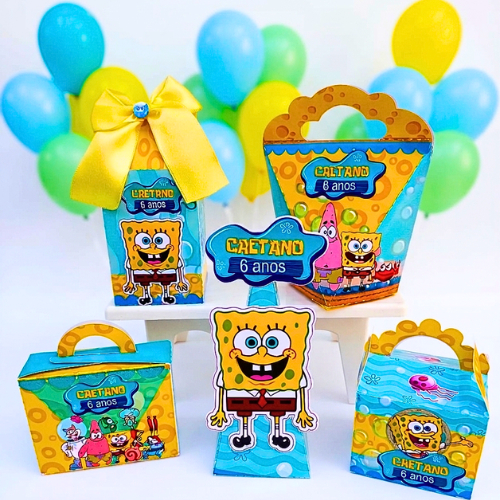 kit Caixas Bob Esponja Lembrancinha Personalizada Para festa/Aniversário.
