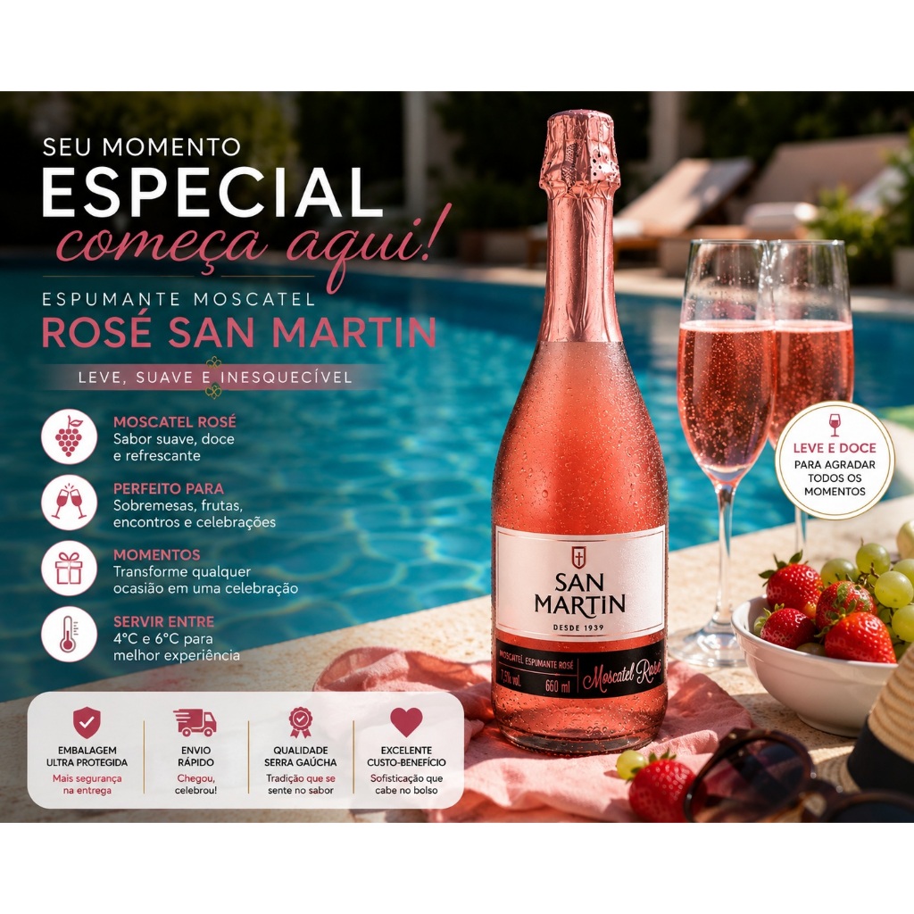 Espumante Nacional San Martin Moscatel Rose Doce 660 ML · foto 2