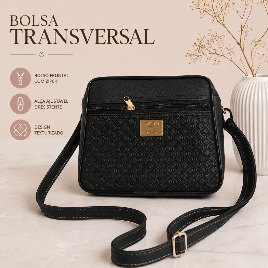 Bolsa Feminina de Ombro Transversal em Couro Sintético