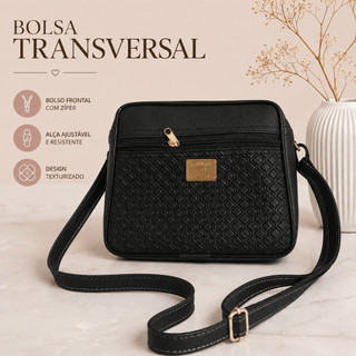Bolsa Feminina de Ombro Transversal em Couro Sintético