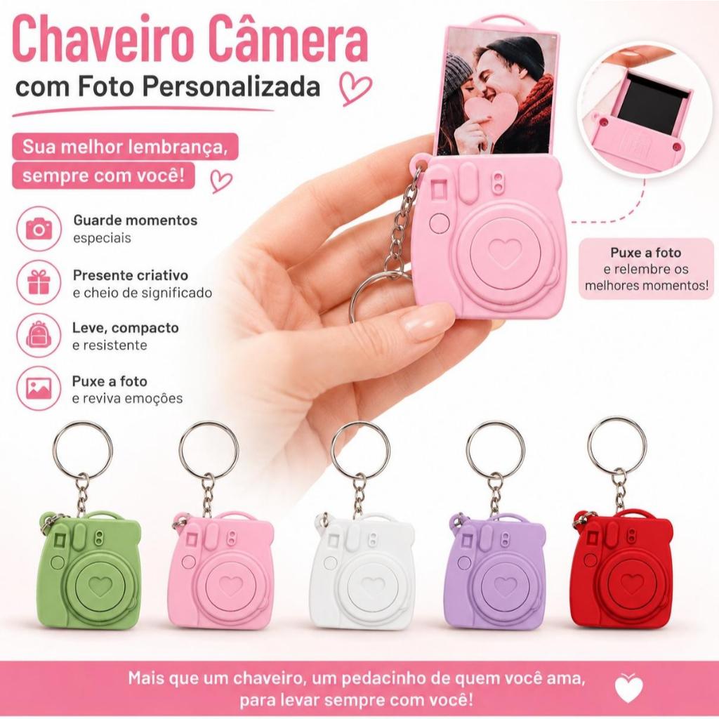 Chaveiro+FOTO Câmera Personalizado Porta FOTO Polaroid porta Retrato Presente Casal Família dia dos namorados amigos