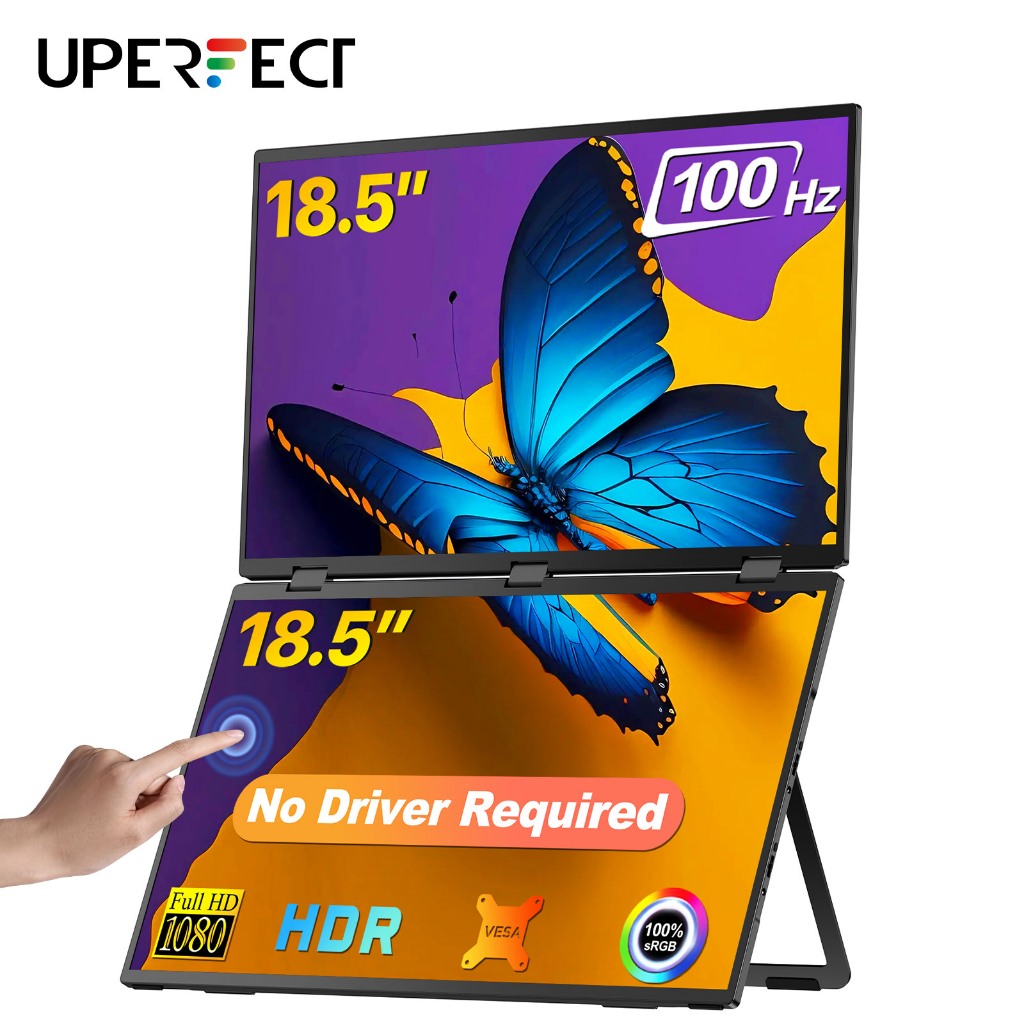 UPERFECT portátil Monitor de duas telas Touch 18.5 Pólos 1080P 100HZ 1000:1 Lapt