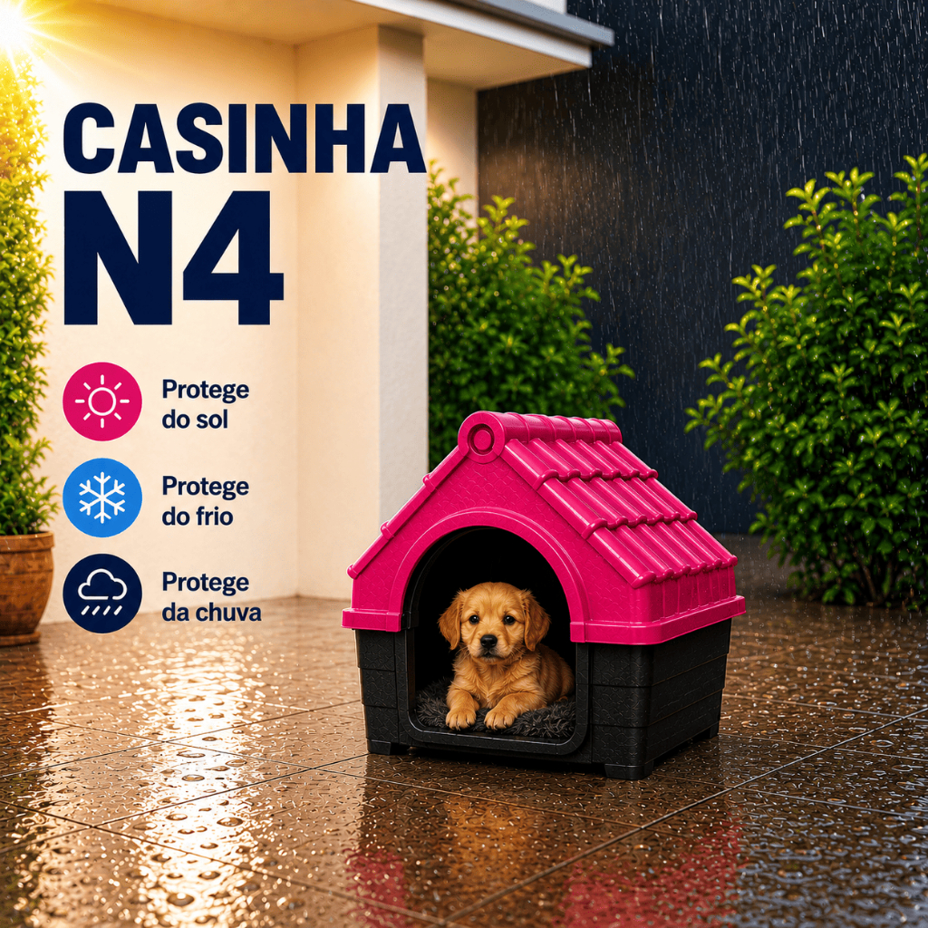 Casinha Cachorro N4 Casa Porte Pequeno Com Proteção Raios UV  desmontável  Lavável