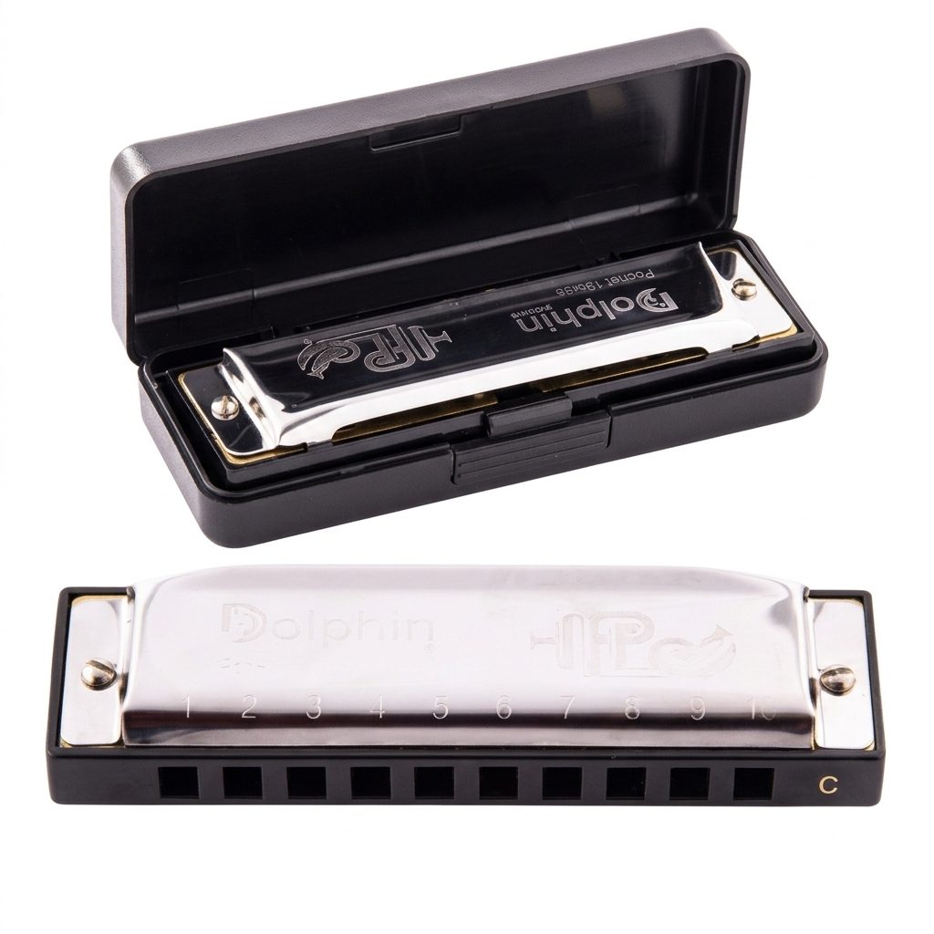 Gaita de Boca Profissional Pocket Blues Do (C) Dolphin 20 Vozes