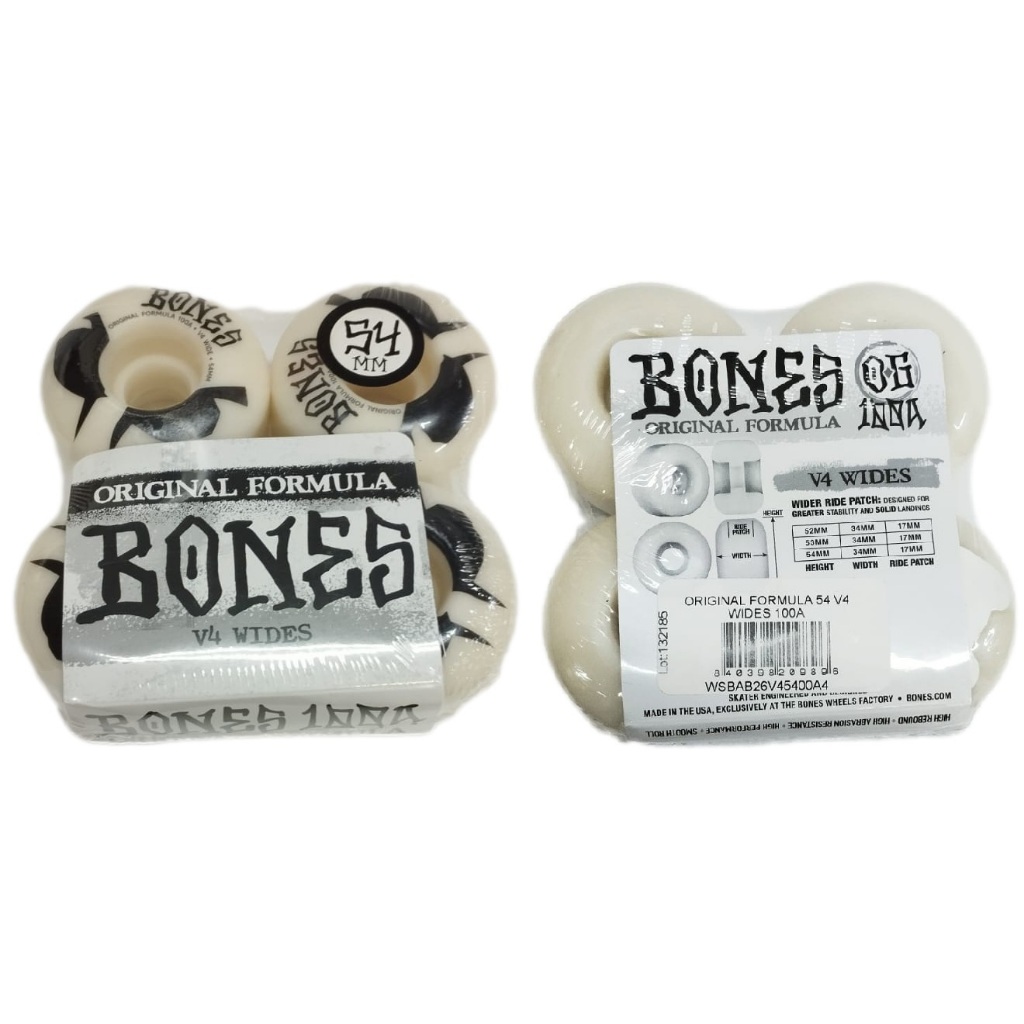 Roda Bones 54mm 100a V4 Wides OG Formula Original Skate - Skateboard