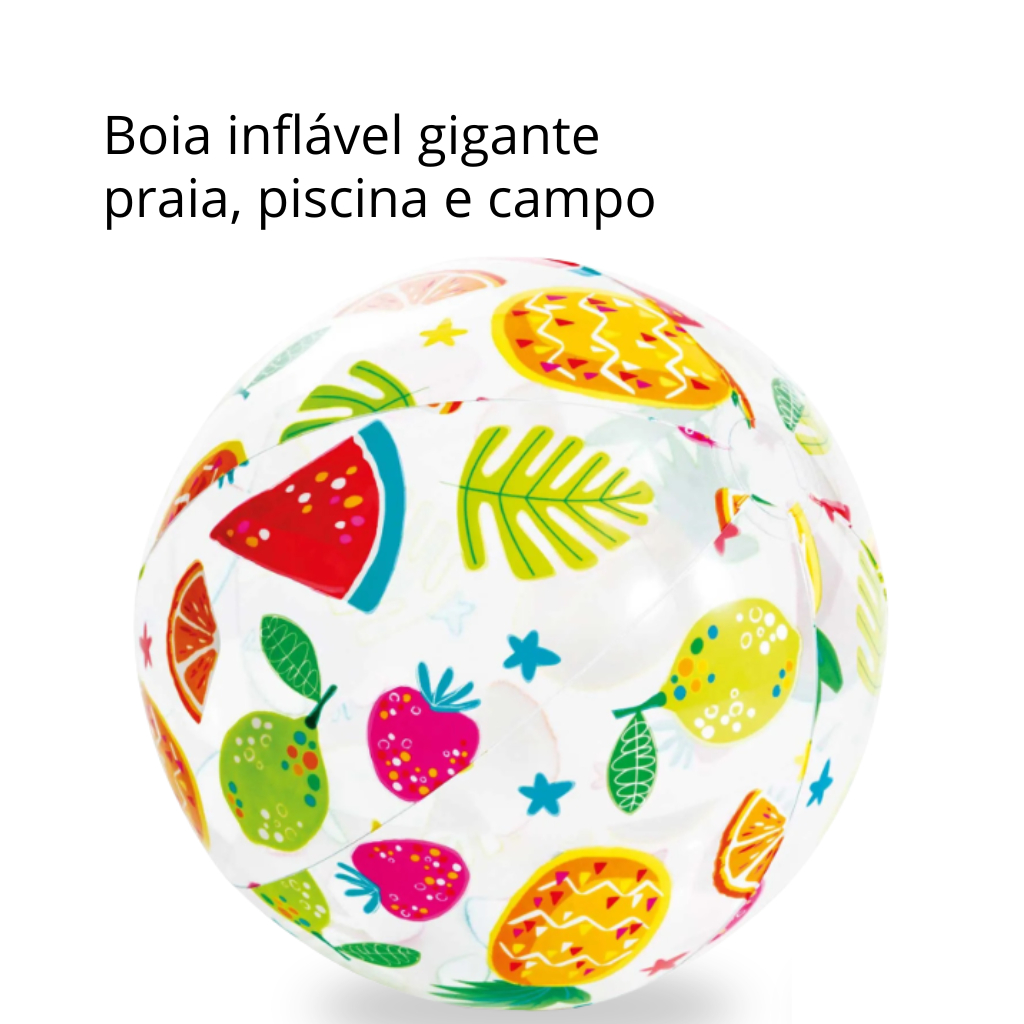 Bola Inflável Gigante 51cm Para Piscina Praia Lago e Campo | Bola Boia Colorida Infantil e Adulto em Vinil PV Resistente