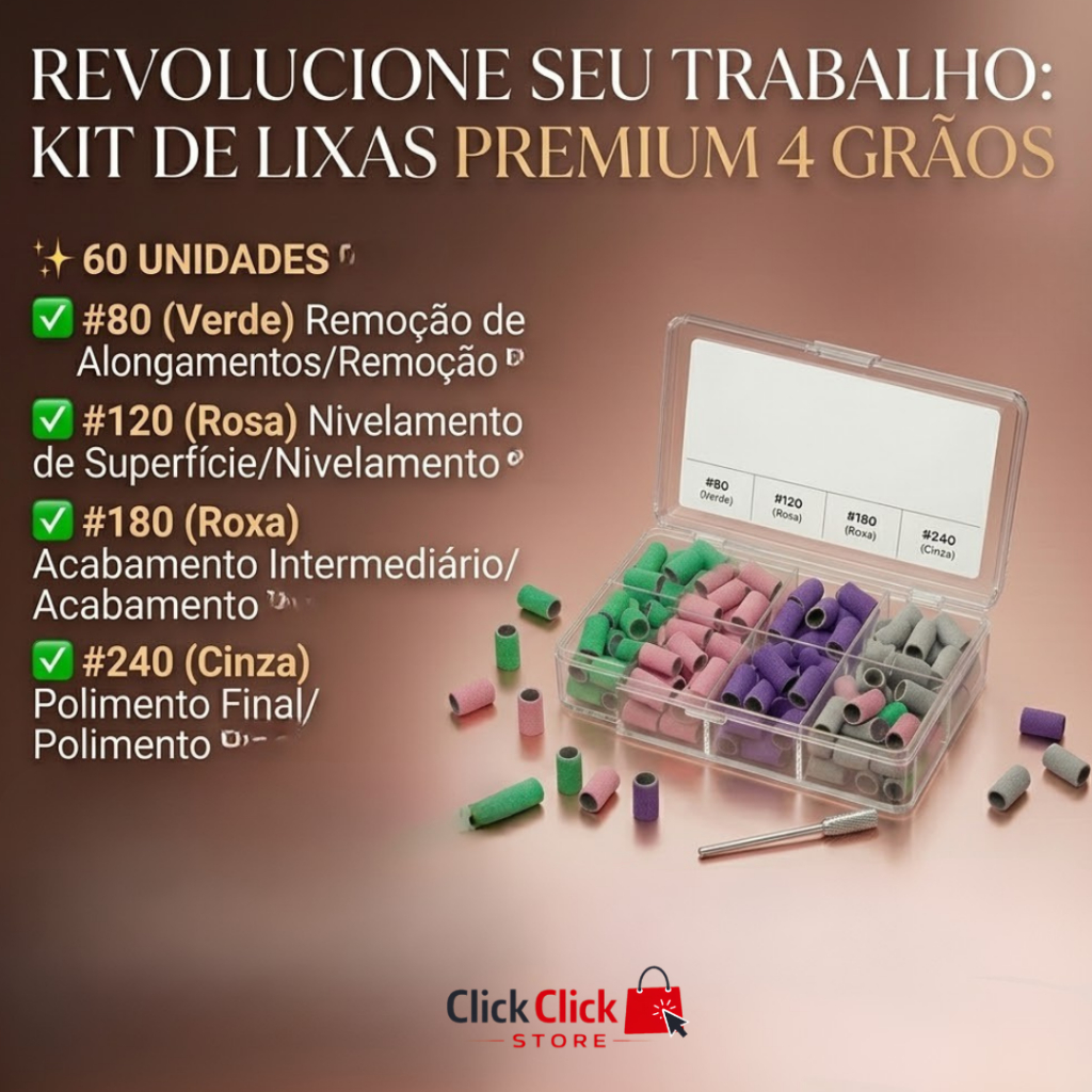 Kit Refil Com ou Sem Mandril Fino 60 Unidades para Lixa Elétrica Nail Designer