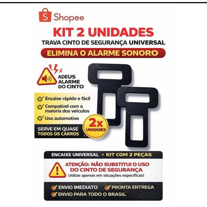 Kit 2 Unidades Trava Cinto de Segurança Universal | Eliminador de Alarme Sonoro | Acessório Automotivo