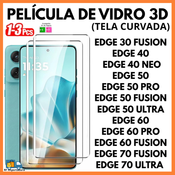 Película De Vidro 3D Temperado Para Motorola EDGE 30 FUSION/EDGE 40/40NEO/EDGE 50/EDGE 60/EDGE 70 FUSION ULTRA