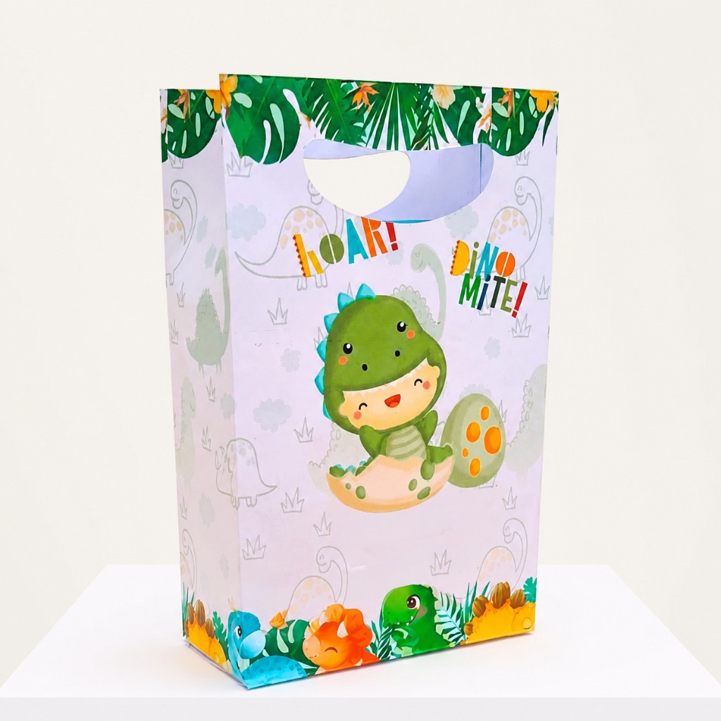 Kit Sacolinha Surpresa Festa Infantil Personalizada DINOSSAURO BABY Lembrancinhas Aniversário PEGUE E MONTE