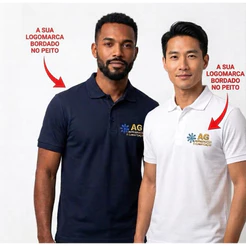 Kit com 2 Camisas polo Uniforme com sua logo Bordado Personalizado no peito empresarial Empresa Fardamento