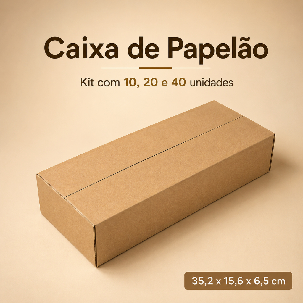 Kit Caixa Papelão Correios Transporte Ecommerce Marketplace Embalagem Multiuso 35x15x6,5 cm