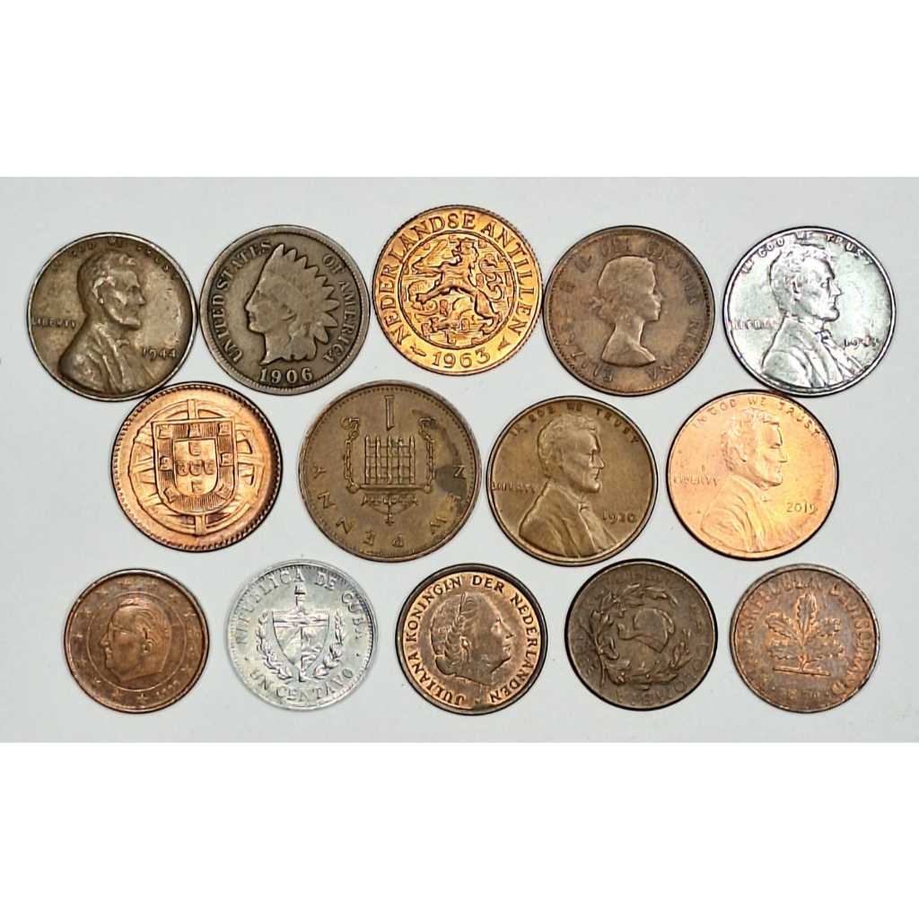 14 Moedas Antigas De 1 Centavo Diferentes Países Veja Fotos (Usado)14 Moedas Antigas De 1 Centavo Diferentes Países Veja