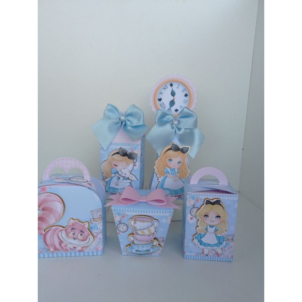 Kit Festa Caixinhas-ALICE NO PAÍS DAS MARAVILHA -Lembrancinha Aniversário-Personalizado nome e idade-Festa-PEGUE E EMONT