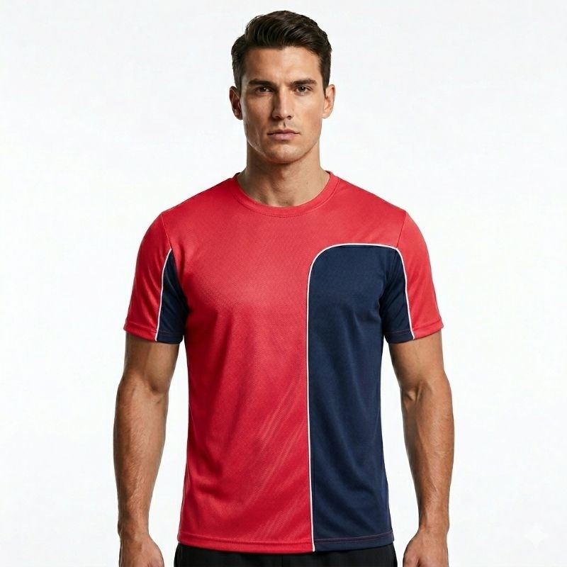 Dry Fit Camiseta Masculina Esportiva Academia Corrida Caminhada Fitness Casual Leve Respirável Vermelha