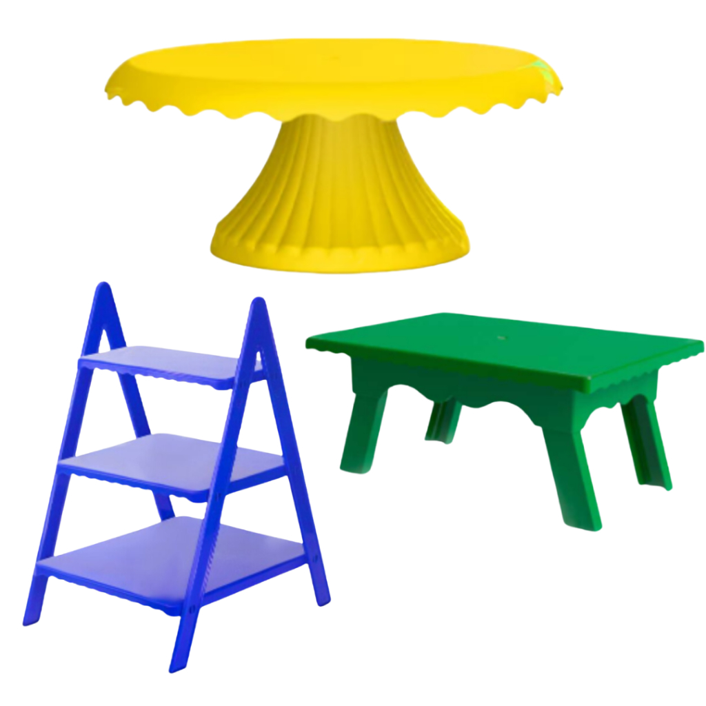 Kit Decoração Copa do Mundo Festa Brasil Boleira Slim + Escadinha + Mesinha P/ Doces Suporte Bolos