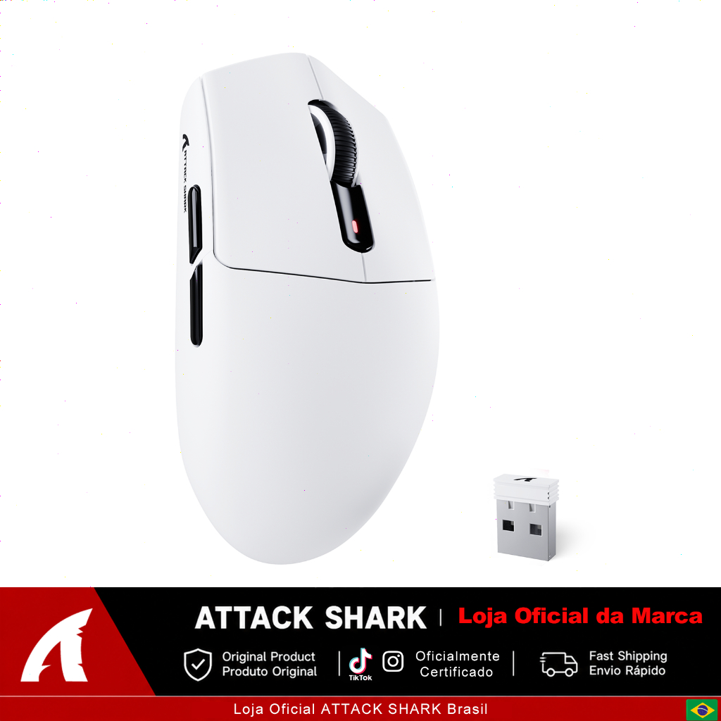 ATTACK SHARK G3 Mouse Gamer Sem Fio 59g, 25K DPI, PAW3311, Tri-Mode, 5 Botões