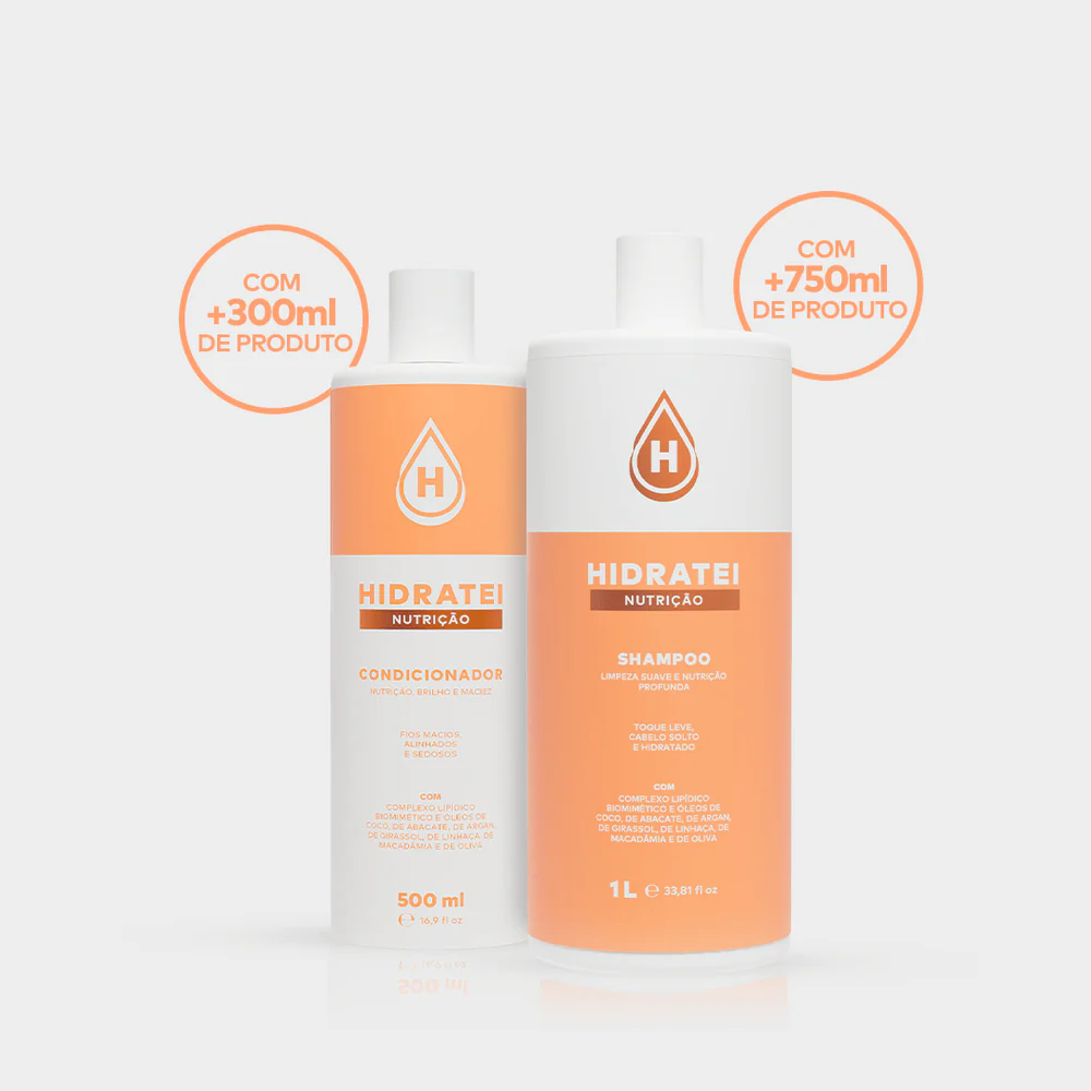 Kit Nutrição Big Size Hidratei | Shampoo 1L + Condicionador 500ml