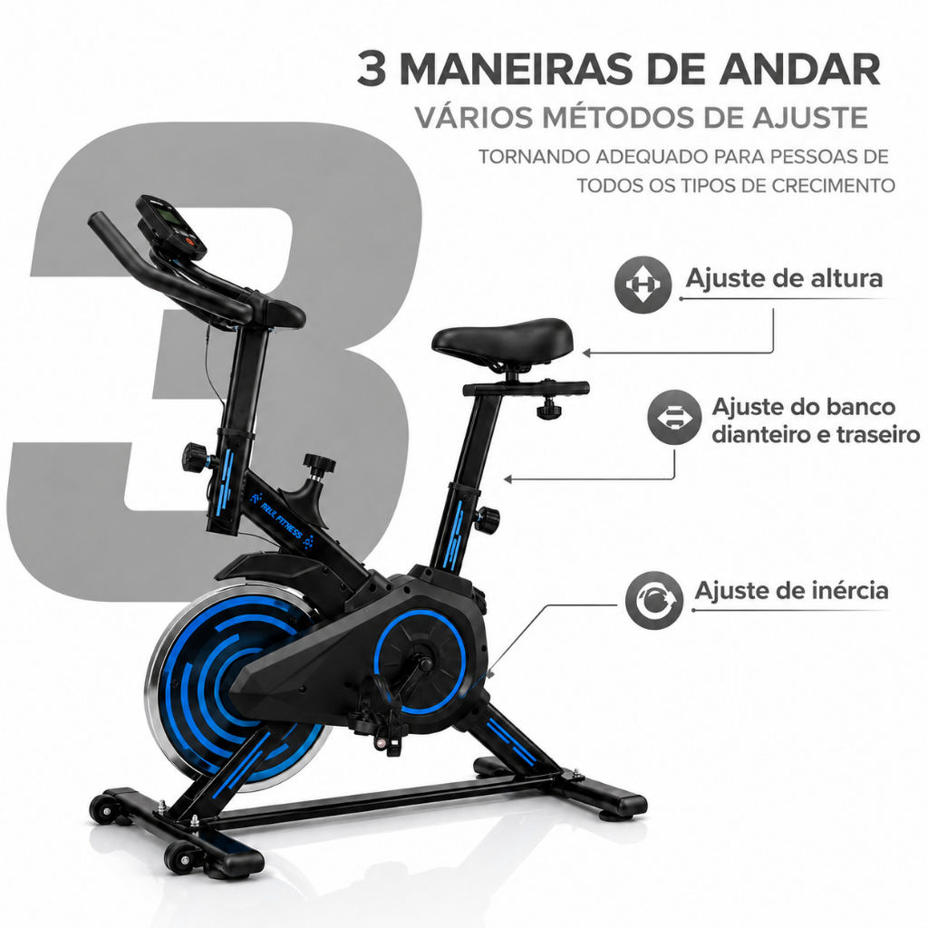 Bicicleta Bike Ergometrica Spinning Trainer Pro Academia Fitness Profissional 120kg Roda Inércia 4Kg