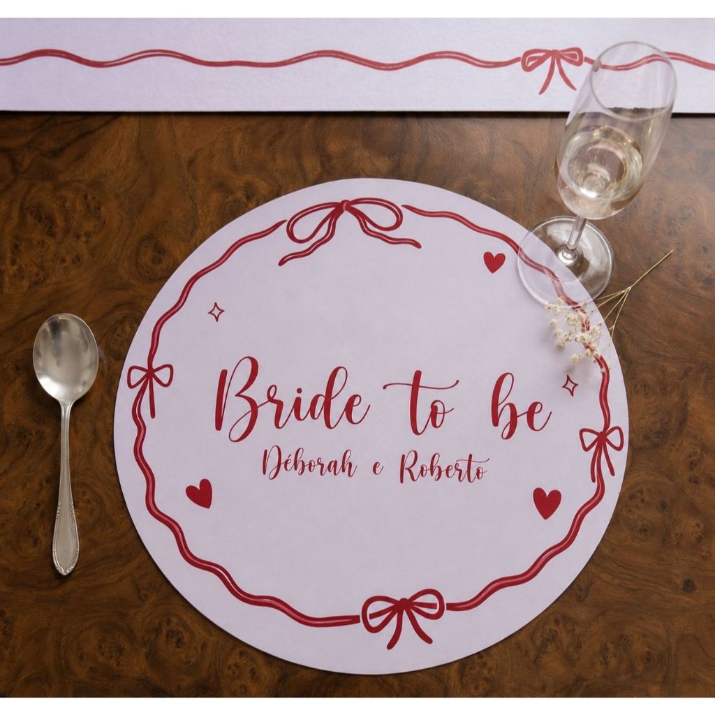 Jogo Americano Redondo Descartável Personalizado Chá de Lingerie Bride to Be | Souplat 28cm | Despedida de Solteira